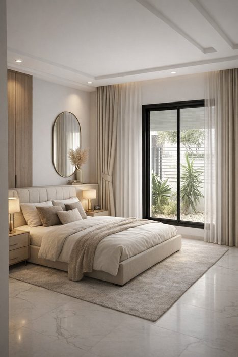 Chambre — Vue jardin privatif